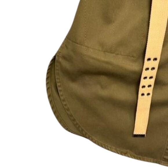 Liz Claiborne Shirt Dress Size L Olive Green Belted Snap Button Curved Hem Vtg - Picture 6 of 13